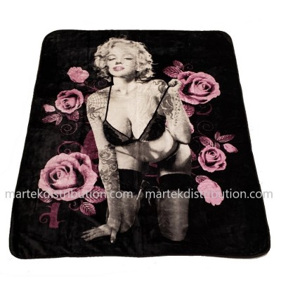 Couverture Marilyn Monroe Rose Mauve en peluche